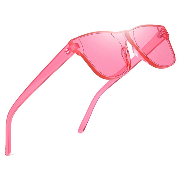 Rimless Wayfarer Sunglasses Retro Pink Classic NEW - Picture 2 of 5